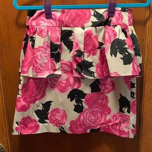Pink floral peplum skirt